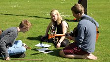 Practicing on the lawn at Halsway Manor