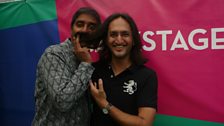 Nihal backstage with Indian comic Papa CJ