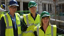 Ed Clark, John Wilson and Amanda Levete on the Exhibition Road site at the V&A