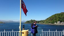 Steve Punt on the ferry to the Isle of Mull