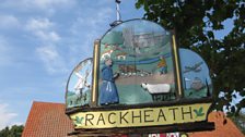 Clue three led to the Rackheath village sign