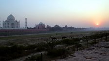 The Taj Mahal at dusk