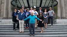 The Cast of HMS Pinafore outside Usher Hall in Edinburgh