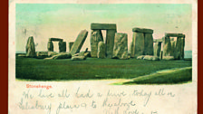 A postcard of Stonehenge from the early 20th Century, before maintenance work took place