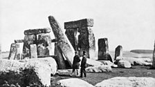 Copy of a historic photograph of Stonehenge, 1870