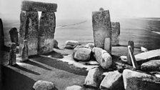 View of Stonehenge at the end of the 19thC showing it in a ruinous state