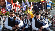 At the Broadisland Gathering 2015 - the Major Sinclair Memorial Pipe Band lead the parade