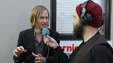 Dennis from Refused and Daniel P Carter at Reading Festival 2015.