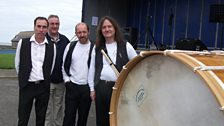 Liam with members of the Donaghadee Fife & Drum Club