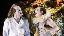 Saul (Christopher Purves) & the High Priest (Benjamin Hulett) in Barrie Kosky's production of Saul from Glyndebourne this year