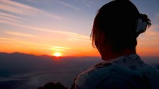 Helen observes sunset from Dante’s View, overlooking Death Valley, California