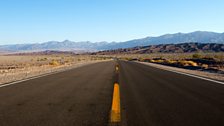 The road running along the bottom of Death Valley, California