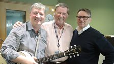 Glenn Tilbrook and Chris Difford pose with Sir Terry Wogan