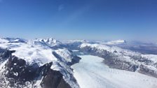 The view from Joe Drury's plane as he flies over Greenland