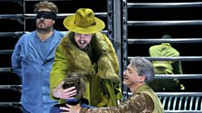 Tristan (Stephen Gould), King Marke (Georg Zeppenfeld), Isolde (Evelyn Herlitzius) & Melot (Raimund Nolte) in Act 2