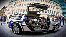 The 'Radio 4 time machine' outside the 鶹's New Broadcasting House in London