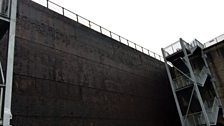 The huge door at the bottom of the dry dock