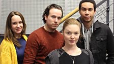 From lett to right: Rose/Scarlett Alice Johnson; Neil/Henry Devas; Cassandra/Holliday Grainger and Simon/John MacMillan