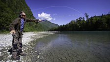 Matt Hayes, fly fishing in the glacial fed Upper Pitt River