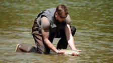 James releases a trout in the Upper Pitt River