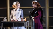 Fflur Wyn as Dorinda and Rebecca Evans as Angelica