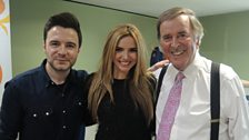 Shane Filan and Nadine Coyle pictured with Sir Terry