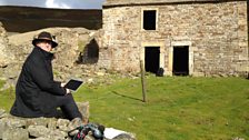 David Almond working on the programme outside Crackpot Hall