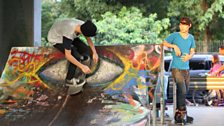 There are sometimes more than 100 young people at this Yangon skatepark under a busy motorway, built with help from an NGO.