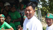 U Nyunt Shwe on the campaign trail. He is standing as a candidate for the governing USDP in the upper house.