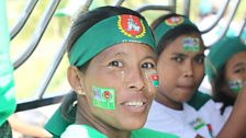 Supporters of the governing USDP at an election rally near Yangon.