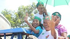 USDP supporters on their way to an election rally near Yangon. Myanmar is holding the first contested elections in 25 years.