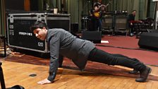 The Stereophonics' guitarist Adam Zindani impresses the Jo Whiley team with his press-ups between tracks