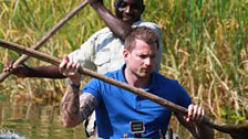 James in a mokoro canoe