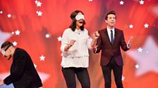 Frankie Bridge playing Blindfolded Musical Chairs