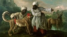 A Cheetah and Stag with Two Indian Attendants by George Stubbs (1765)