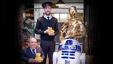 R2-D2, C-3PO, Warwick Davis & Ricky Wilson