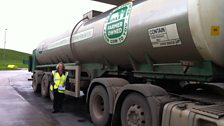 The tanker containing the milk from Alkerton Green Farm arrives at Westbury Dairies