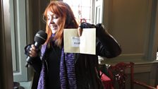 Sophie shows off clue four at the Custom House in King's Lynn