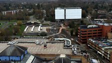 Looking across the existing carparks