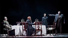 Don Alvaro (Gwyn Hughes Jones) threatens the Marquis of Calatrava (Matthew Best) in Act 1 of Verdi's Forza del Destino