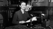 The Queen broadcasting her first Christmas message in 1952.