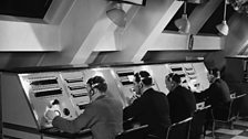 Radio Control Room at Broadcasting House, Christmas Day in the early 1930s