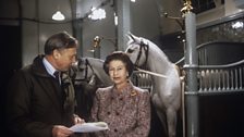 The Queen and Producer, Sir David Attenborough in the Royal Mews at Buckingham Palace