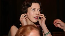 Gina McKee adjusts her earrings prior to the final scene.