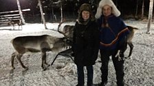 Helen Mark with reindeer herder Nils Torbjorn Nutti in Jukkasjarve