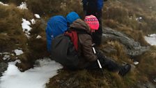 Helen and Fiona prove it really is icy, by falling over!