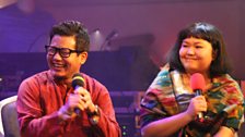 Shreya Rai and Ganga Thapa of Namlo being interviewed after their stage performance