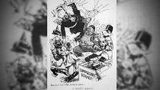 "A Nasty Shock" - Enemy countries get a nasty shock in this political cartoon from World War One