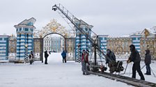 Filming outside Catherine Palace