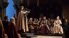 Wolfram (Peter Mattei), the Landgraf (Günther Groissböck) & Elisabeth (Eva-Maria Westbroek) in Tannhäuser from New York